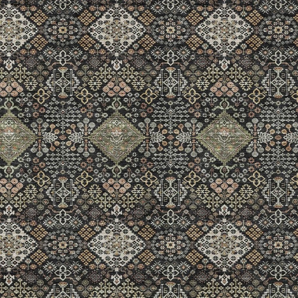 8' X 10' Black And Charcoal Geometric Washable Indoor Outdoor Area Rug HomeRoots