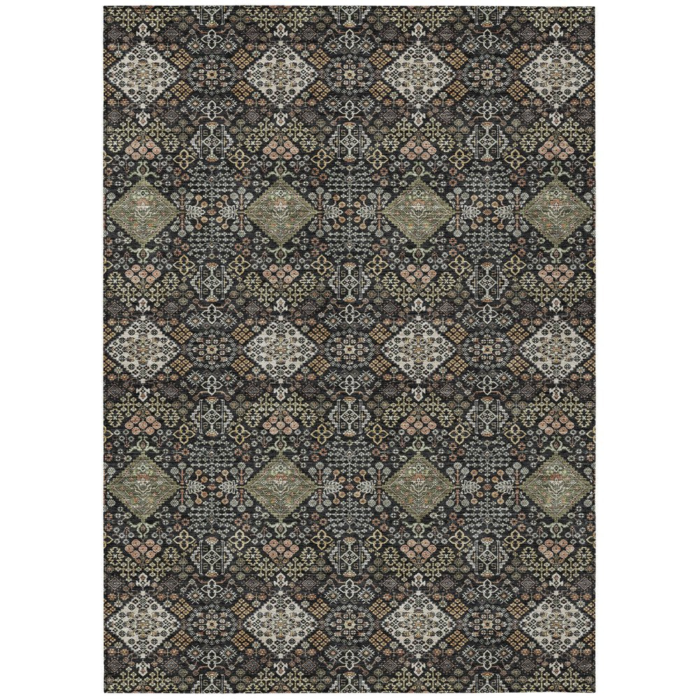 9' X 12' Black And Charcoal Geometric Washable Indoor Outdoor Area Rug HomeRoots