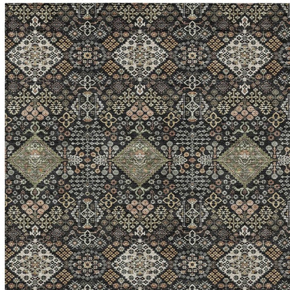 9' X 12' Black And Charcoal Geometric Washable Indoor Outdoor Area Rug HomeRoots