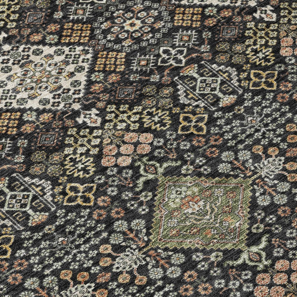 9' X 12' Black And Charcoal Geometric Washable Indoor Outdoor Area Rug HomeRoots