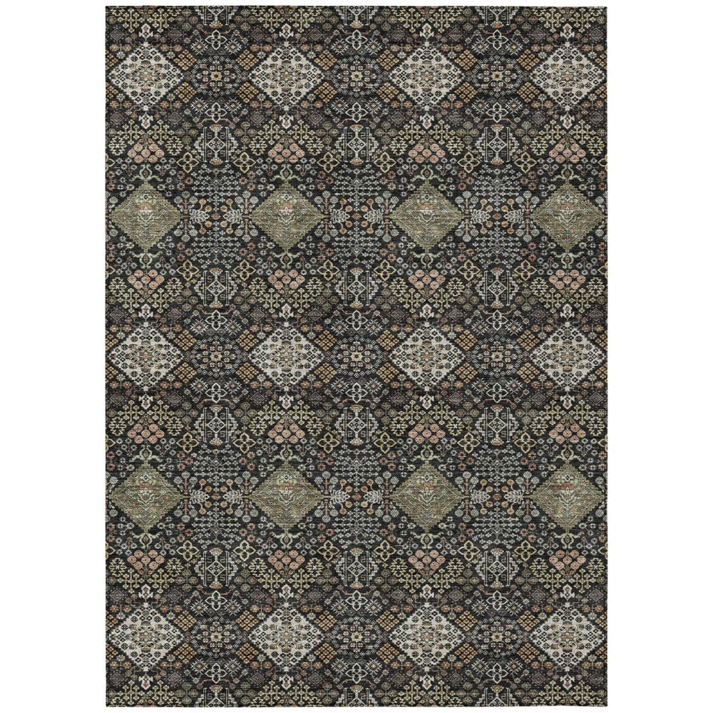 10' X 14' Black And Charcoal Geometric Washable Indoor Outdoor Area Rug HomeRoots
