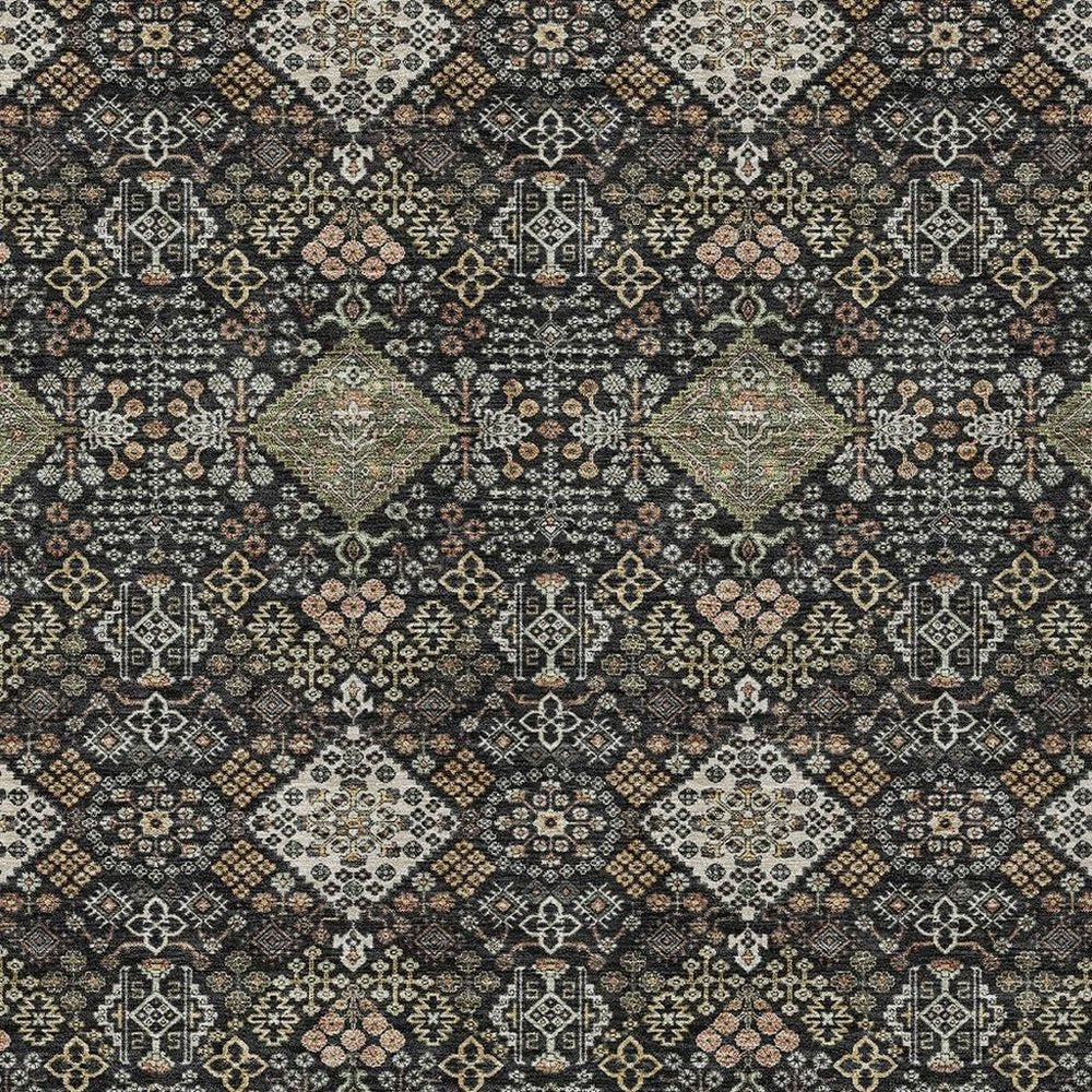 10' X 14' Black And Charcoal Geometric Washable Indoor Outdoor Area Rug HomeRoots