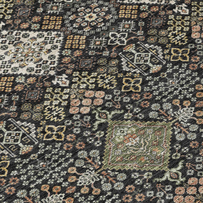 10' X 14' Black And Charcoal Geometric Washable Indoor Outdoor Area Rug HomeRoots
