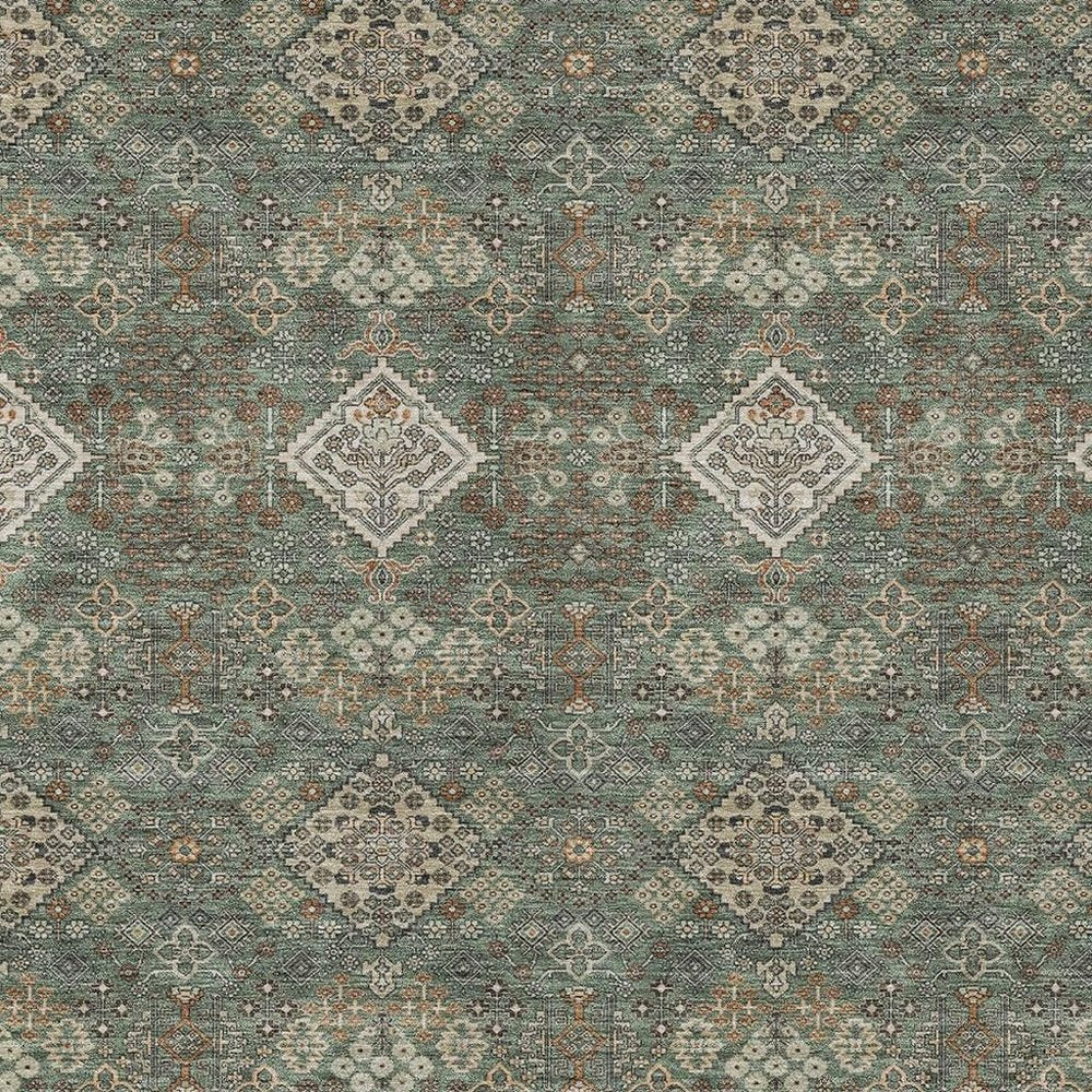 3' X 5' Green And Taupe Geometric Washable Indoor Outdoor Area Rug HomeRoots
