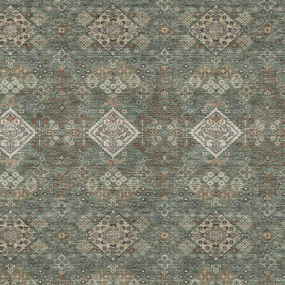 8' X 10' Green And Taupe Geometric Washable Indoor Outdoor Area Rug HomeRoots