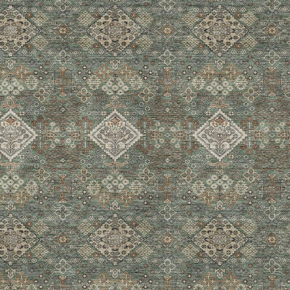 8' X 10' Green And Taupe Geometric Washable Indoor Outdoor Area Rug HomeRoots