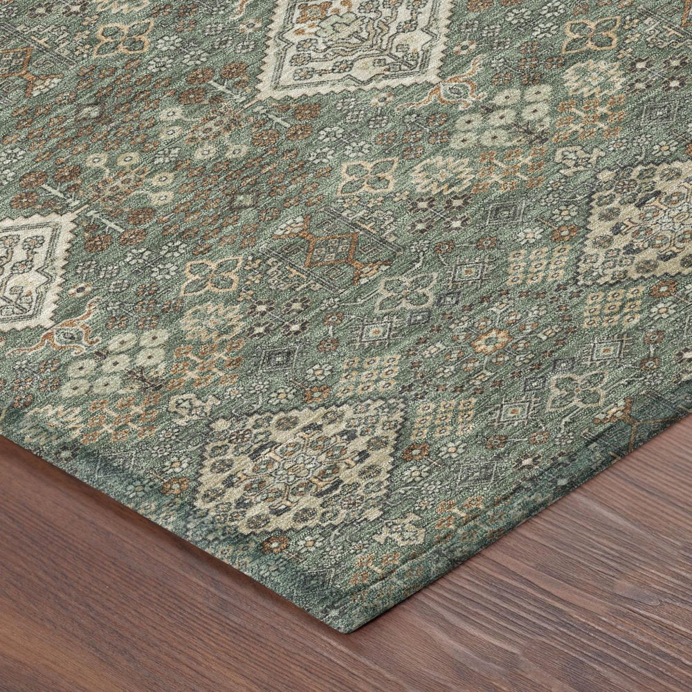 9' X 12' Green And Taupe Geometric Washable Indoor Outdoor Area Rug HomeRoots