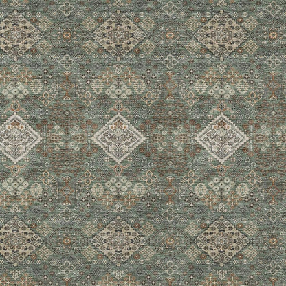 10' X 14' Green And Taupe Geometric Washable Indoor Outdoor Area Rug HomeRoots