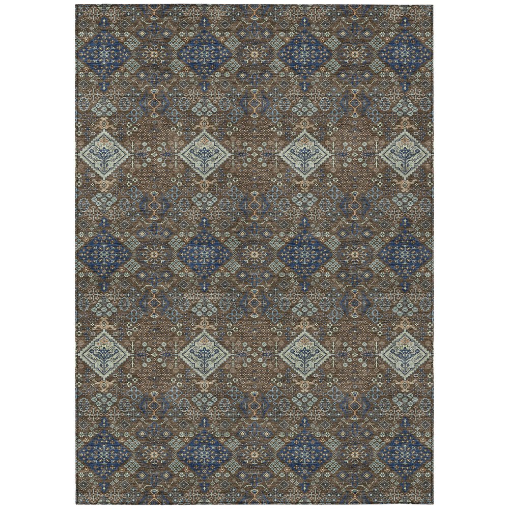5' X 8' Chocolate And Brown Geometric Washable Indoor Outdoor Area Rug HomeRoots
