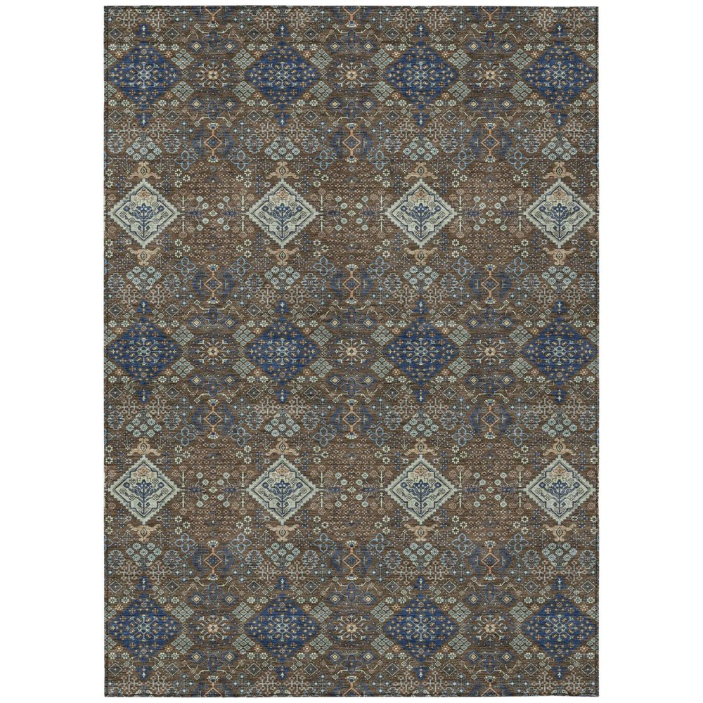 5' X 8' Chocolate And Brown Geometric Washable Indoor Outdoor Area Rug HomeRoots