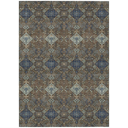 5' X 8' Chocolate And Brown Geometric Washable Indoor Outdoor Area Rug HomeRoots