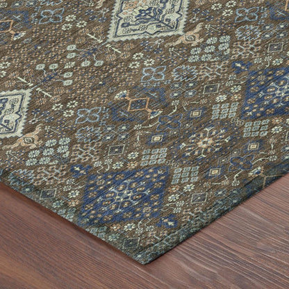 5' X 8' Chocolate And Brown Geometric Washable Indoor Outdoor Area Rug HomeRoots