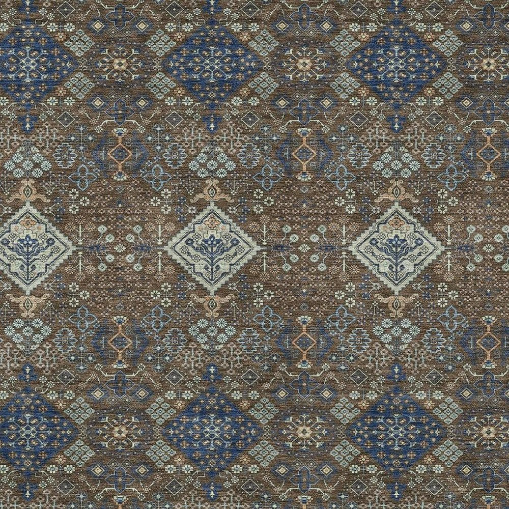 5' X 8' Chocolate And Brown Geometric Washable Indoor Outdoor Area Rug HomeRoots