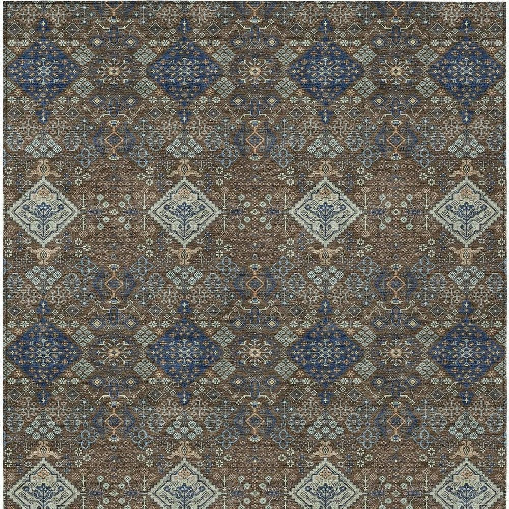 5' X 8' Chocolate And Brown Geometric Washable Indoor Outdoor Area Rug HomeRoots
