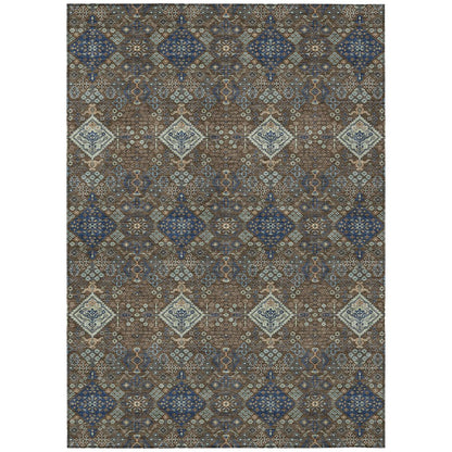 9' X 12' Chocolate And Brown Geometric Washable Indoor Outdoor Area Rug HomeRoots