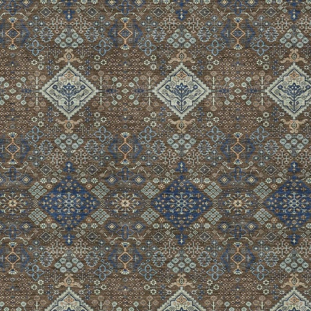 9' X 12' Chocolate And Brown Geometric Washable Indoor Outdoor Area Rug HomeRoots