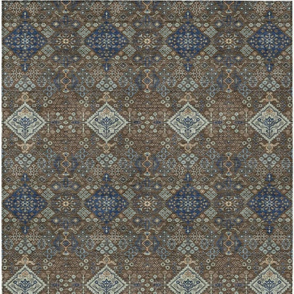 9' X 12' Chocolate And Brown Geometric Washable Indoor Outdoor Area Rug HomeRoots
