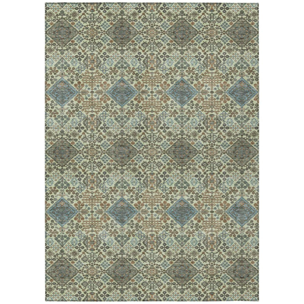 3' X 5' Green And Teal Blue Geometric Washable Indoor Outdoor Area Rug HomeRoots