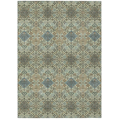 3' X 5' Green And Teal Blue Geometric Washable Indoor Outdoor Area Rug HomeRoots