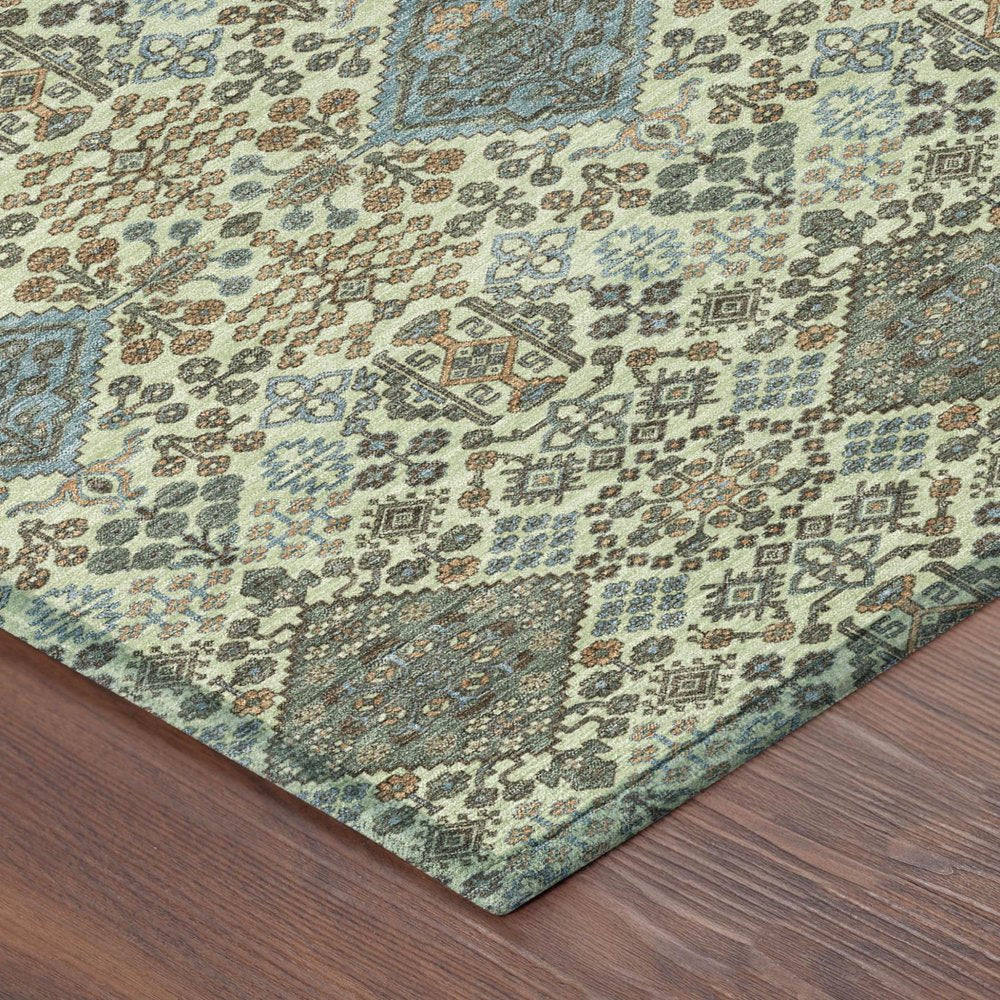 3' X 5' Green And Teal Blue Geometric Washable Indoor Outdoor Area Rug HomeRoots