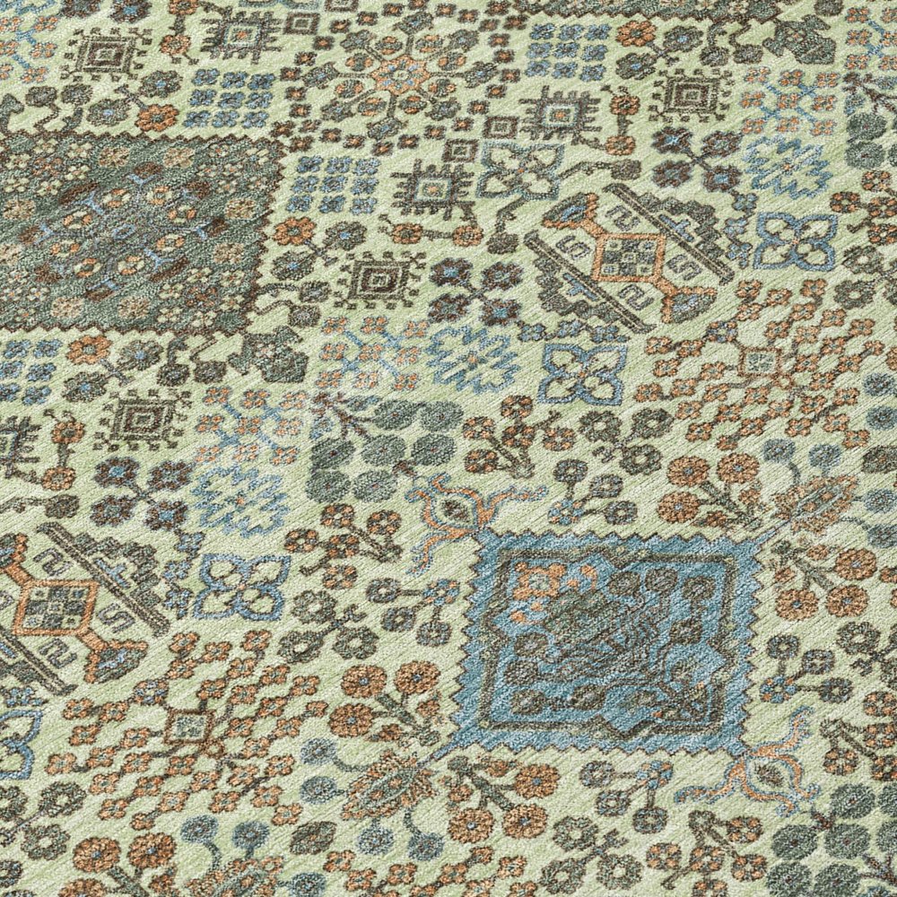 3' X 5' Green And Teal Blue Geometric Washable Indoor Outdoor Area Rug HomeRoots