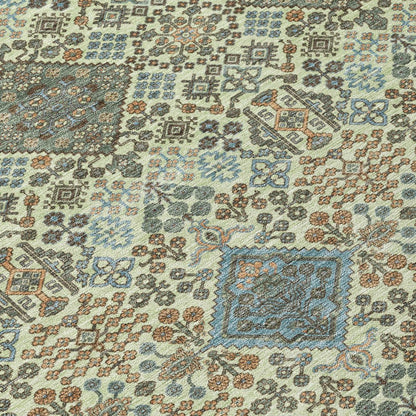 3' X 5' Green And Teal Blue Geometric Washable Indoor Outdoor Area Rug HomeRoots