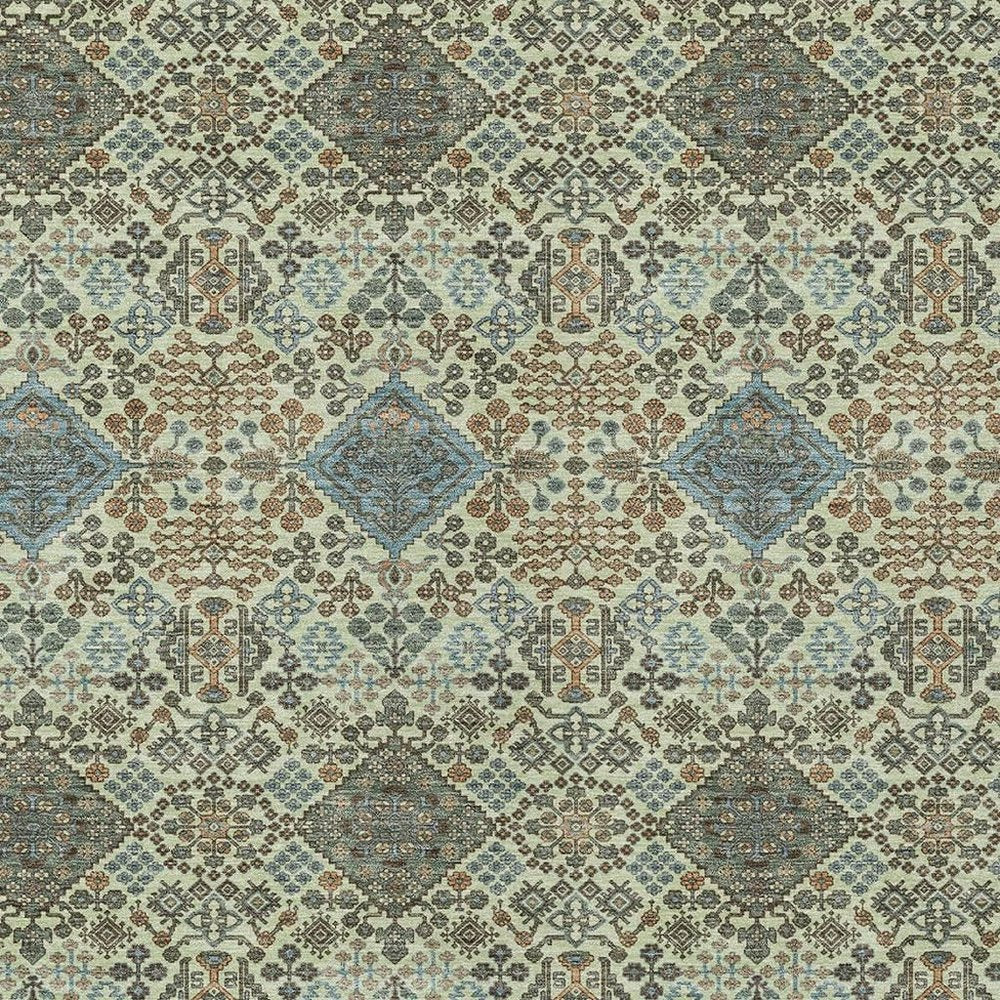 5' X 8' Green And Teal Blue Geometric Washable Indoor Outdoor Area Rug HomeRoots