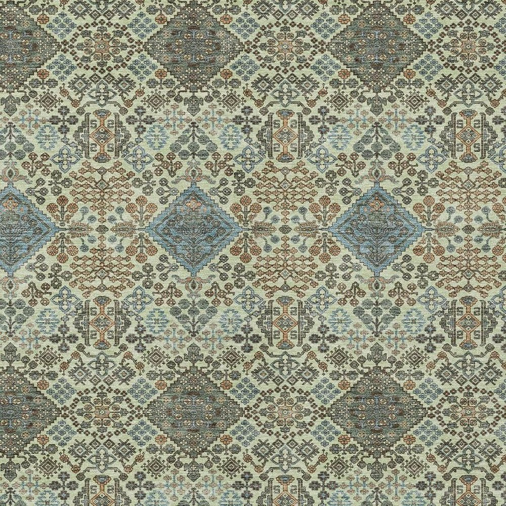 8' X 10' Green And Teal Blue Geometric Washable Indoor Outdoor Area Rug HomeRoots