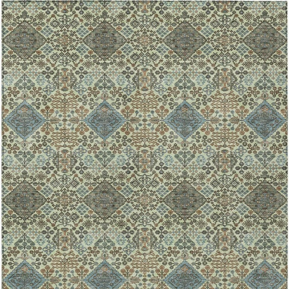8' X 10' Green And Teal Blue Geometric Washable Indoor Outdoor Area Rug HomeRoots