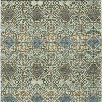 8' X 10' Green And Teal Blue Geometric Washable Indoor Outdoor Area Rug HomeRoots
