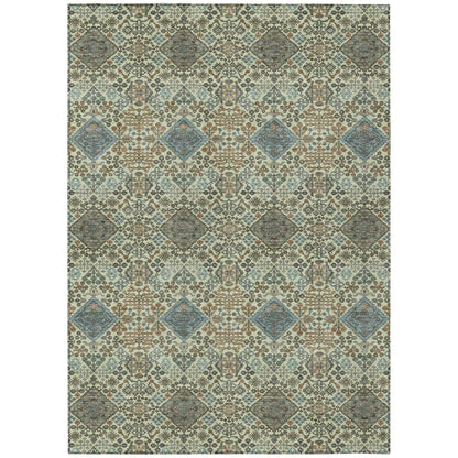 9' X 12' Green And Teal Blue Geometric Washable Indoor Outdoor Area Rug HomeRoots