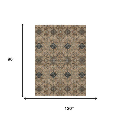 8' X 10' Copper And Green Geometric Washable Indoor Outdoor Area Rug HomeRoots