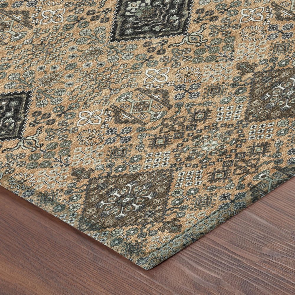 8' X 10' Copper And Green Geometric Washable Indoor Outdoor Area Rug HomeRoots
