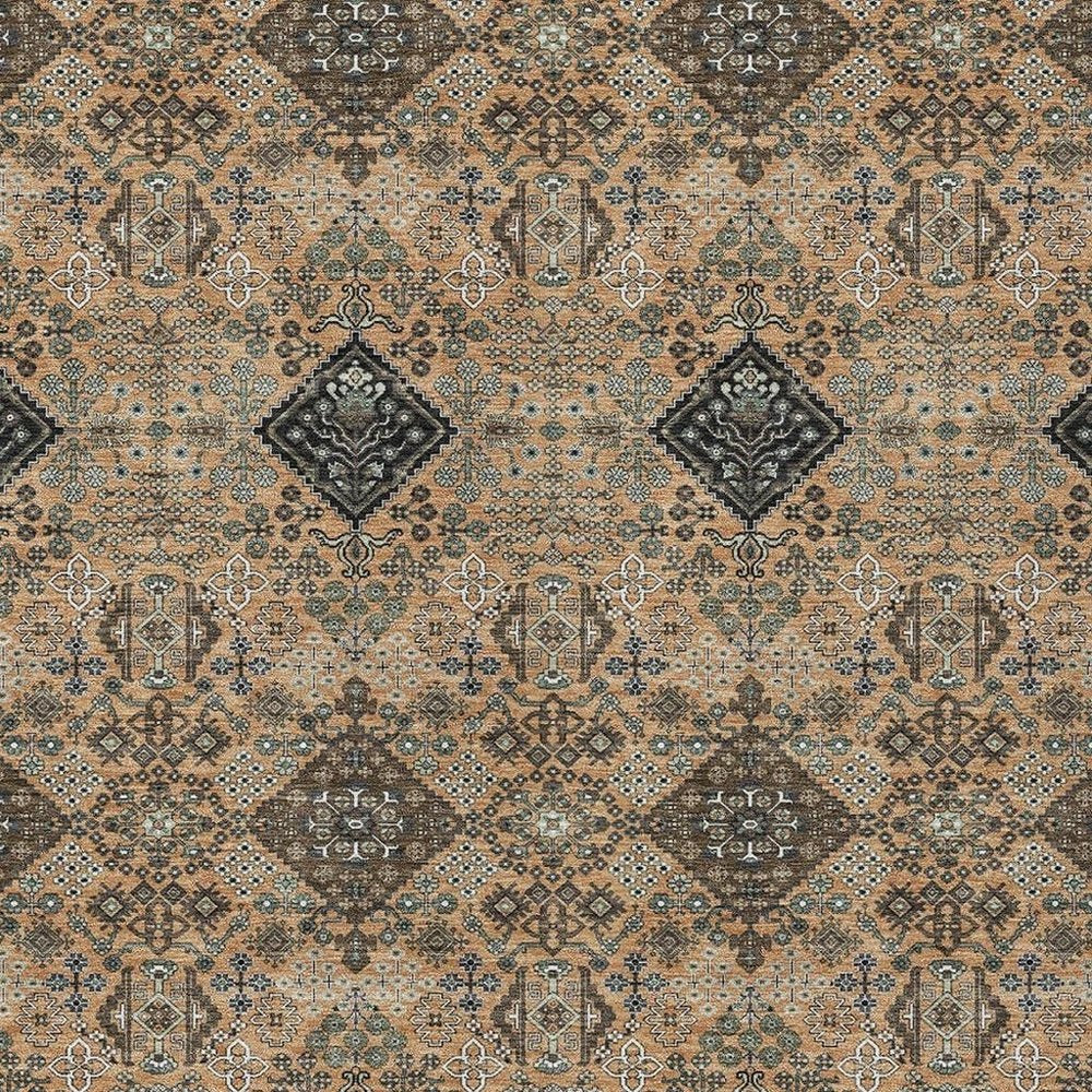 8' X 10' Copper And Green Geometric Washable Indoor Outdoor Area Rug HomeRoots