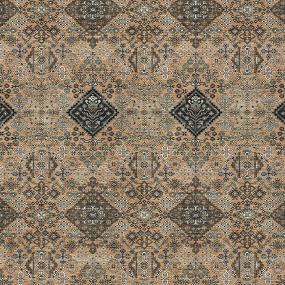 8' X 10' Copper And Green Geometric Washable Indoor Outdoor Area Rug HomeRoots