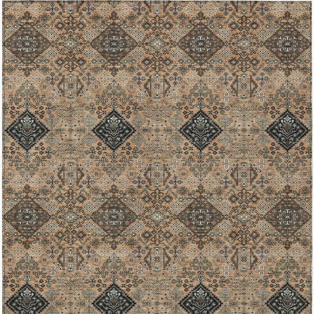 8' X 10' Copper And Green Geometric Washable Indoor Outdoor Area Rug HomeRoots