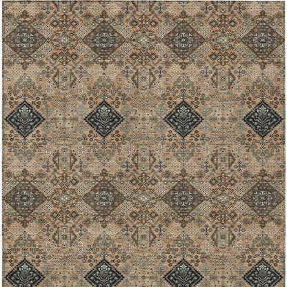 8' X 10' Copper And Green Geometric Washable Indoor Outdoor Area Rug HomeRoots