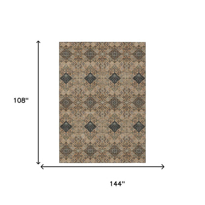 9' X 12' Copper And Green Geometric Washable Indoor Outdoor Area Rug HomeRoots