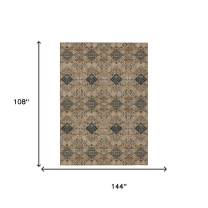 9' X 12' Copper And Green Geometric Washable Indoor Outdoor Area Rug HomeRoots