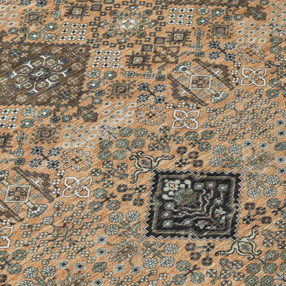 9' X 12' Copper And Green Geometric Washable Indoor Outdoor Area Rug HomeRoots