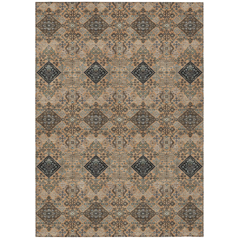 10' X 14' Copper And Green Geometric Washable Indoor Outdoor Area Rug HomeRoots