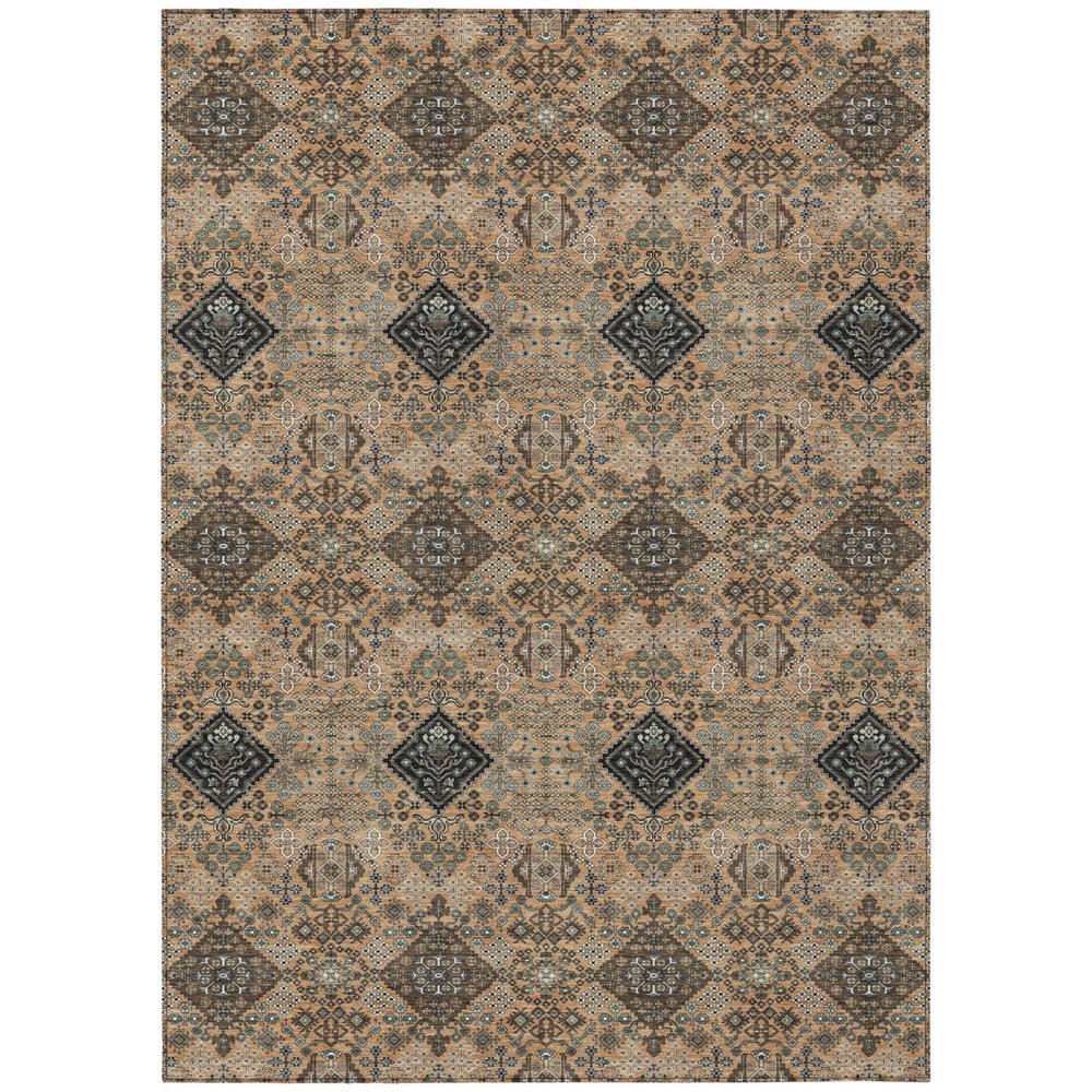 10' X 14' Copper And Green Geometric Washable Indoor Outdoor Area Rug HomeRoots