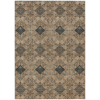 10' X 14' Copper And Green Geometric Washable Indoor Outdoor Area Rug HomeRoots