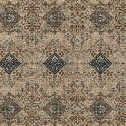 10' X 14' Copper And Green Geometric Washable Indoor Outdoor Area Rug HomeRoots