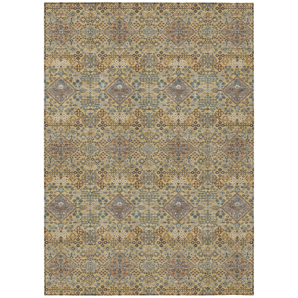 3' X 5' Gold And Copper Geometric Washable Indoor Outdoor Area Rug HomeRoots
