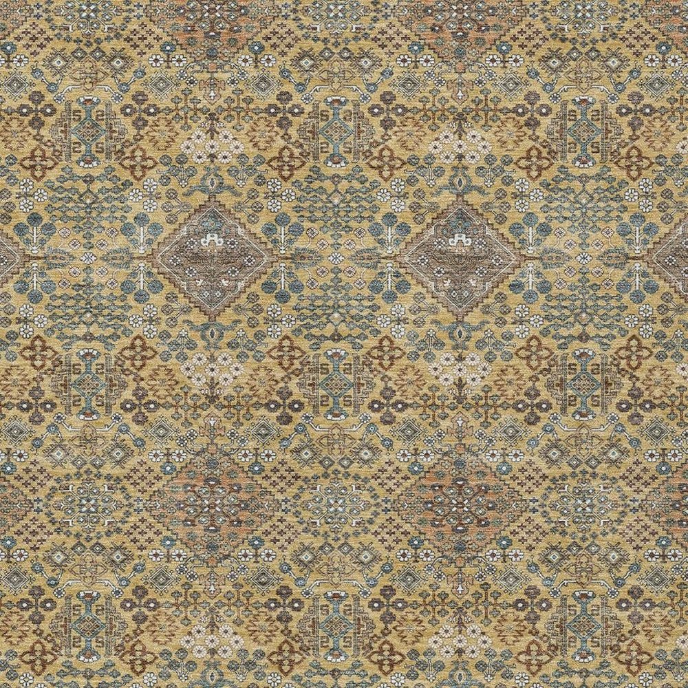 3' X 5' Gold And Copper Geometric Washable Indoor Outdoor Area Rug HomeRoots