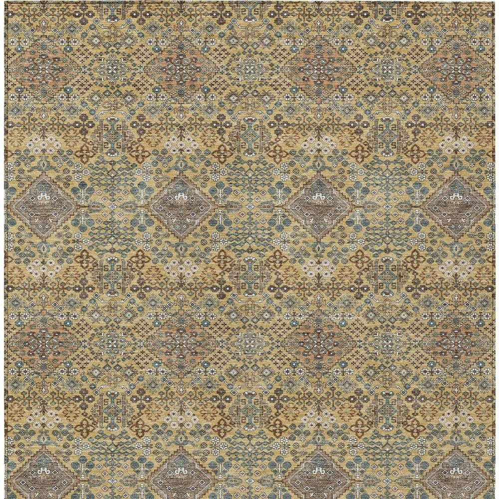 3' X 5' Gold And Copper Geometric Washable Indoor Outdoor Area Rug HomeRoots