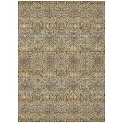 8' X 10' Gold And Copper Geometric Washable Indoor Outdoor Area Rug HomeRoots