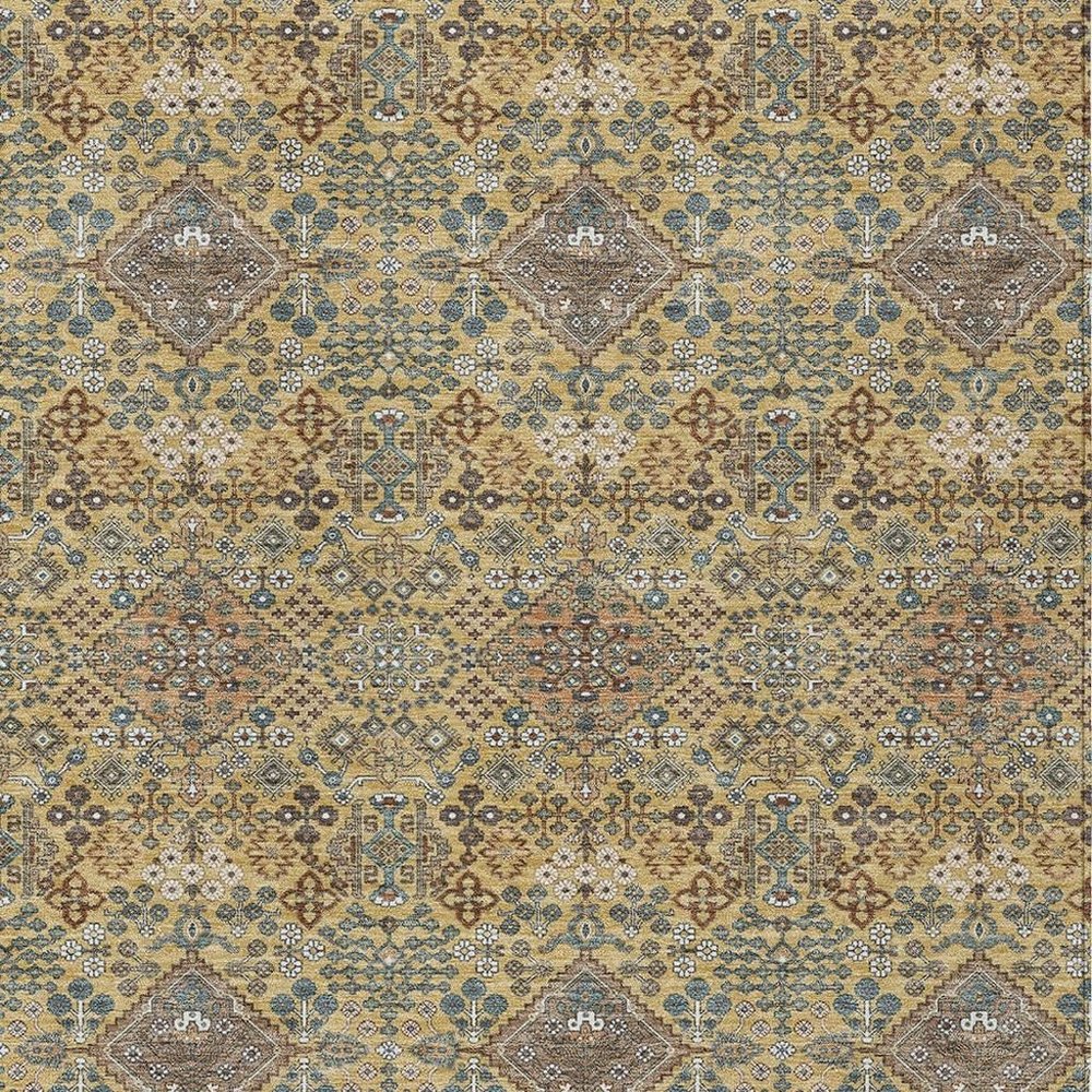 8' X 10' Gold And Copper Geometric Washable Indoor Outdoor Area Rug HomeRoots