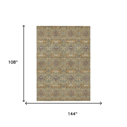 9' X 12' Gold And Copper Geometric Washable Indoor Outdoor Area Rug HomeRoots